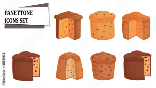 panettone icons set