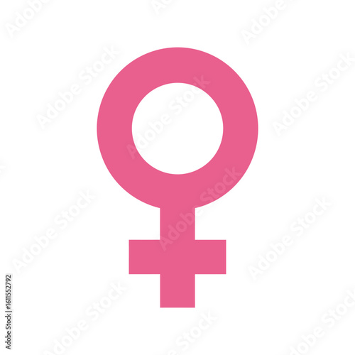 Bold pink female gender symbol vector, women's rights and identity icon isolated