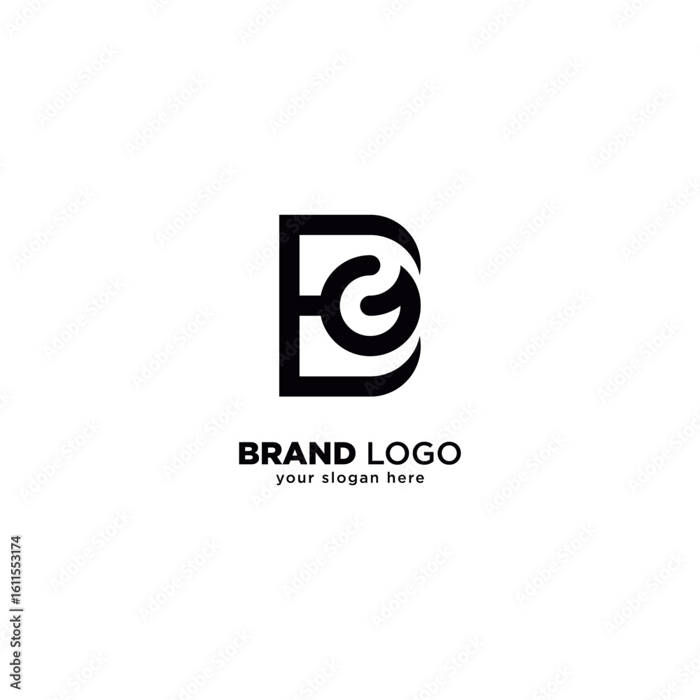 Fototapeta premium Modern Unique Letter B and G Monogram Logo with White Background.