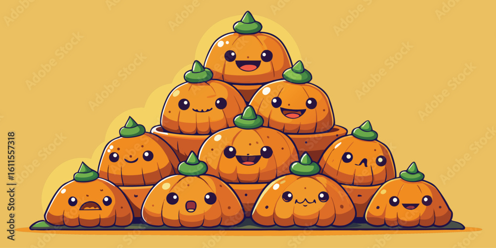 Obraz premium Cartoon Stack of Ten Objects Illustration with Colorful and Playful Design