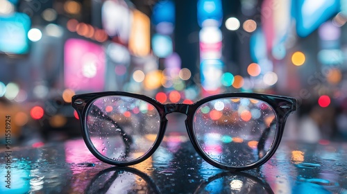 Wallpaper Mural Rainy city lights seen through eyeglasses. Torontodigital.ca