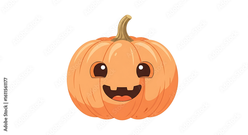 Fototapeta premium Cute Cartoon Pumpkin with Smiling Face for Halloween Decorations