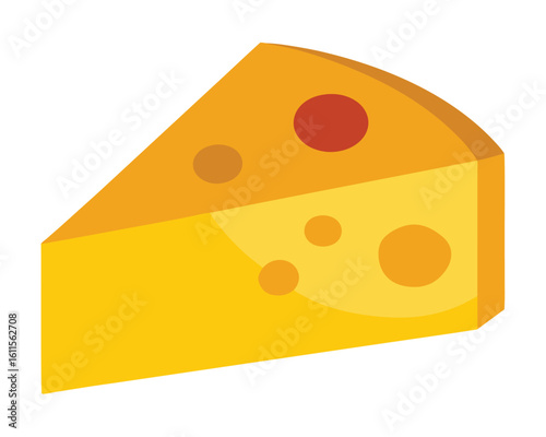 A cartoon cheese wedge with holes isolated on white background Ai Generated