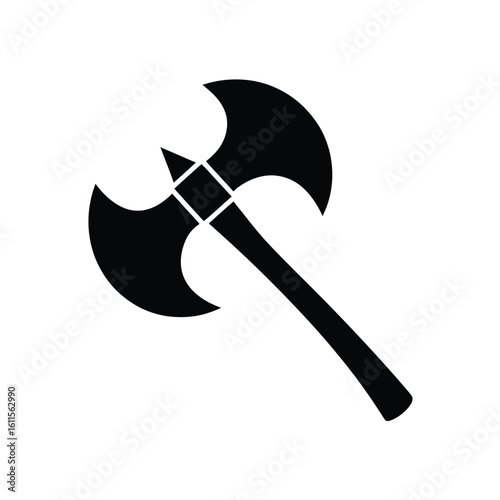 Double bladed axe silhouette medieval weapon fantasy battle axe icon