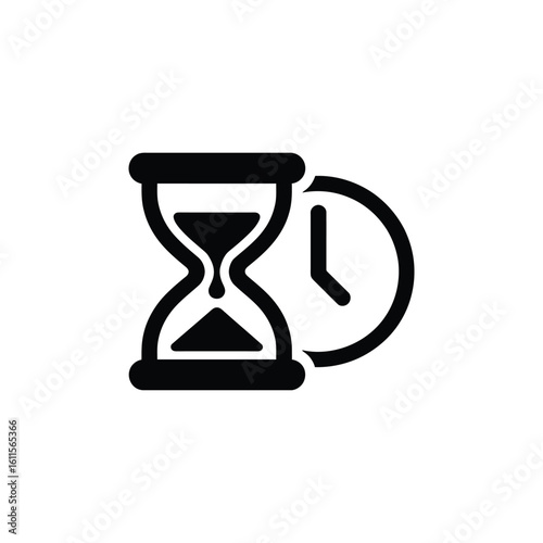 Hourglass and Clock Icon Representing Time Management and Deadlines