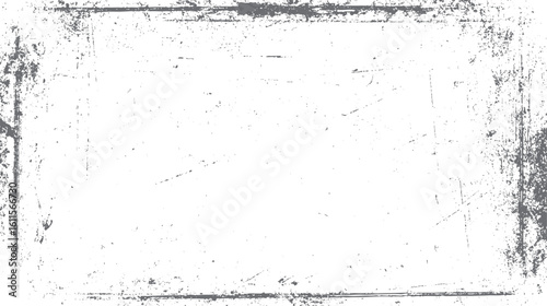 Grungy texture frame with antique paper border. Scratch and wear effect. High contrast vintage overlay design.  