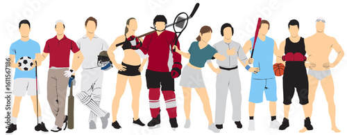 group of different people people sports athlete set 