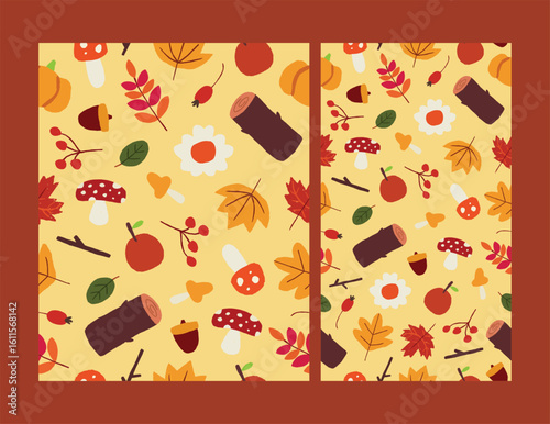 Fall Season Pattern Social Media Background Template
