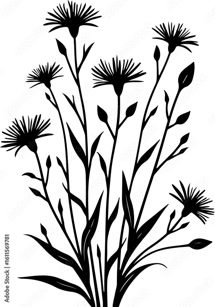 Obraz premium Simple Black Leaf Branch Silhouette