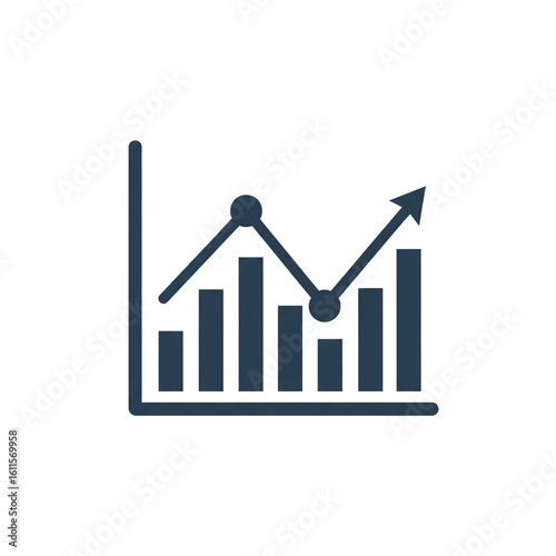 Business growth chart icon with arrow
