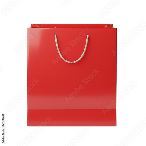 Red paper shopping bag mockup template