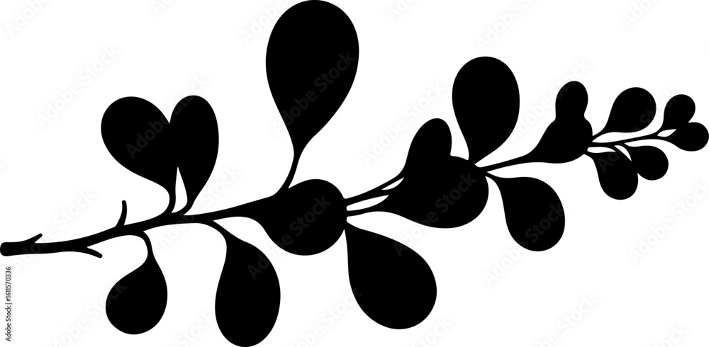 Fototapeta premium Simple Black Leaf Branch Silhouette