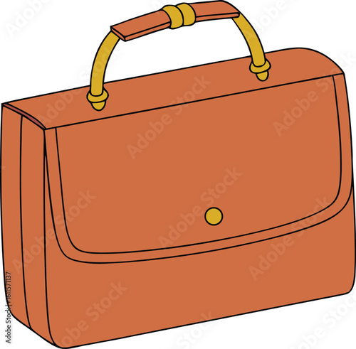 Orange briefcase with golden handle and clasp luggage satchel