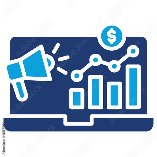 Digital Marketing Flat Blue Icon