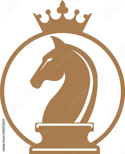 Modern Horse  Chess Knight and Crown Concept Logo Vector icon Design 