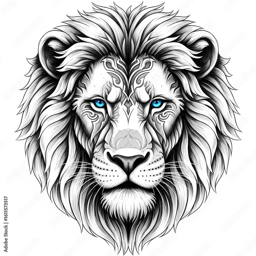 Obraz premium Lion Head Logo Design – Bold and Majestic Animal Emblem Isolated on White Background