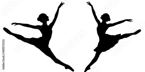 Elegant ballet dancer silhouette in graceful pose, artistic movement and expression of dance passion