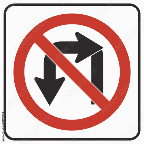 No u turn traffic sign illustration