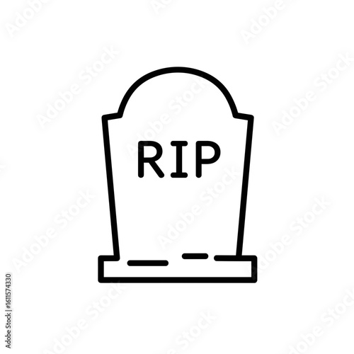 Simple tombstone with RIP inscription in minimalist design  