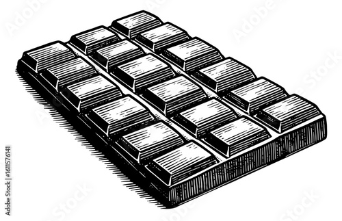 Chocolate bar in a black and white woodcut style