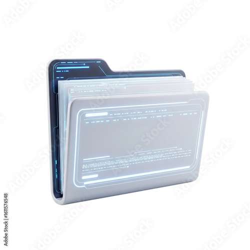 3D Render of a Digital File Folder Icon for Data Management
