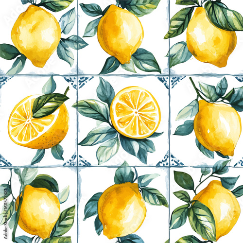 Watercolor hand-painted Sicily seamless pattern Sicily and lemon painting illustration isolated on a white background, stinging nettle leaf illustration, AI painting design