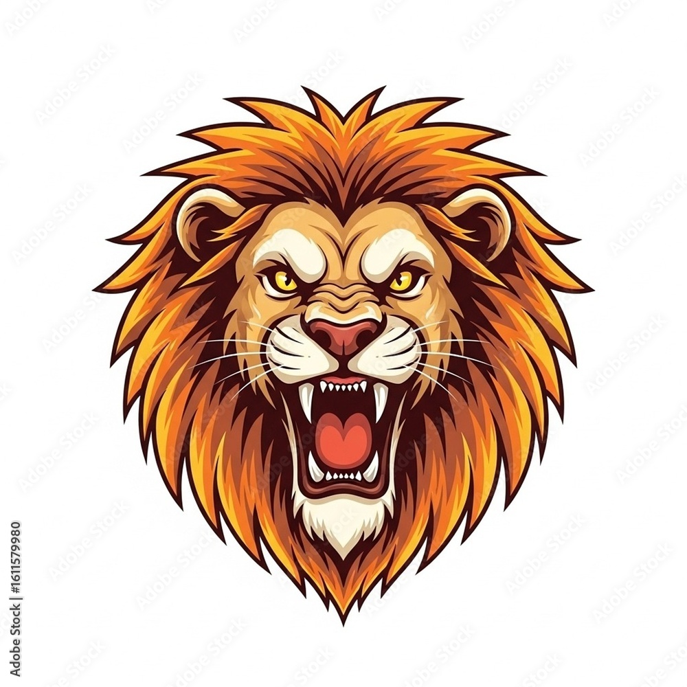 Fototapeta premium Lion Head Logo Design – Bold and Majestic Animal Emblem Isolated on White Background