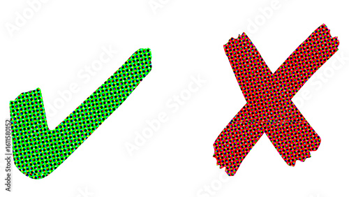 Colorful Check and Cross Symbols transparent background 