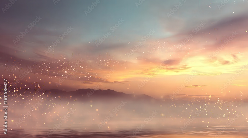 Obraz premium Golden Misty Abstract Landscape