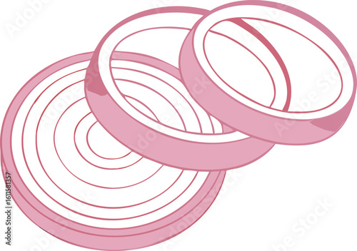 Red onion slices layered abstract design food ingredient