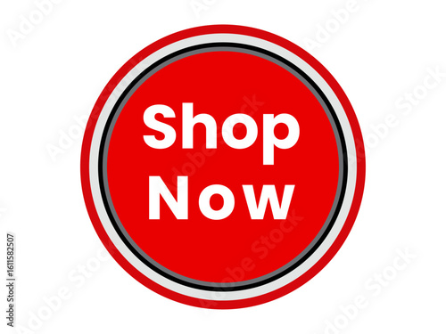 Bright red circular button with white text saying shop now isolated on white background Free Download Bright red circular button with white text saying shop now isolated on white background - GFXLoad