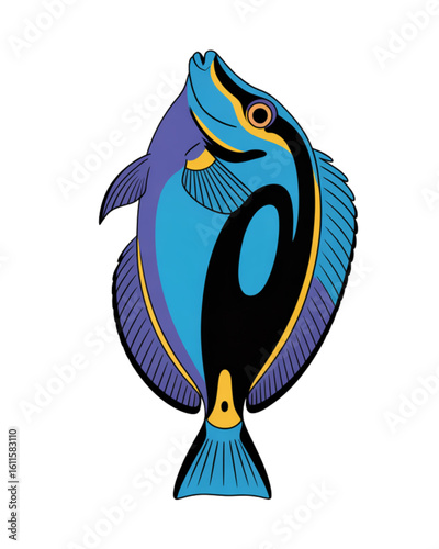 Blue Tang Fish – Cartoon Vector Illustration