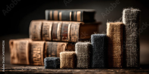 The Pursuit of Knowledge: A vintage composition, presenting the timeless essence of books paired with upward-trending graphs, symbolizes educational achievement and growth. 