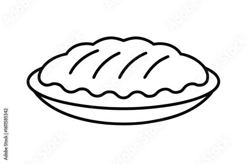 Hispanic heritage month vector art of a simple line drawing of a whole pie with a decorative crust line art vector