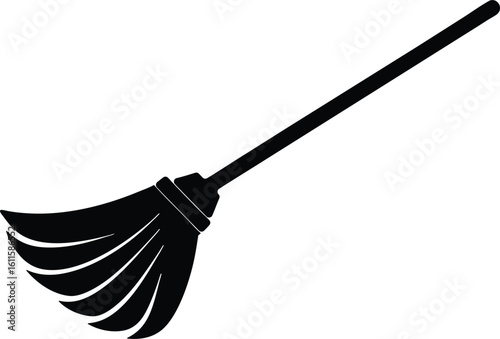 flowing bristle broom vector icon.