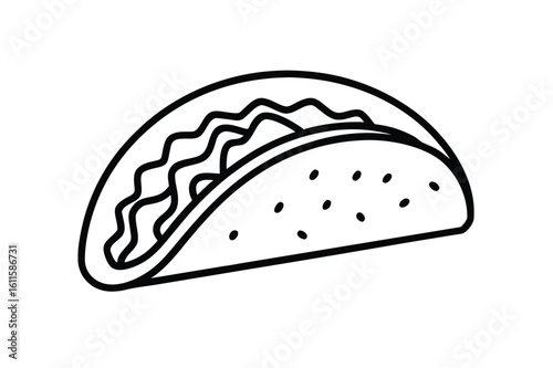 Hispanic heritage month vector art of a simple line drawing of a taco isolated on a white background line art vector