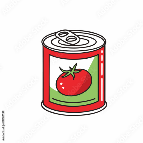 Red tin can with tomato illustration food