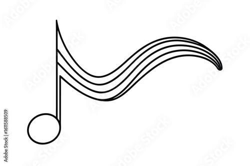 Hispanic heritage month vector art of a single black musical note symbol on a white background line art vector