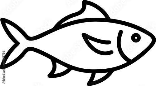fish vector icon on white or transparent background. Wildlife and animals Stroke icon collections. Editable Stroke icon collection Outline icon.