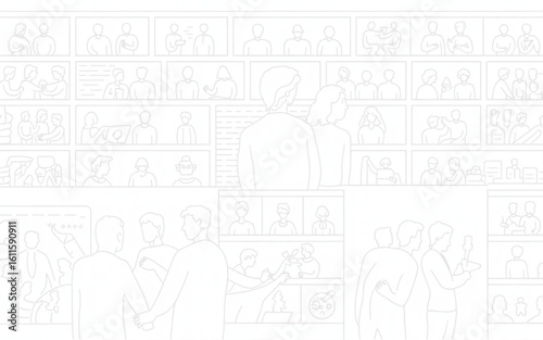 People interacting in various scenes interaction communication