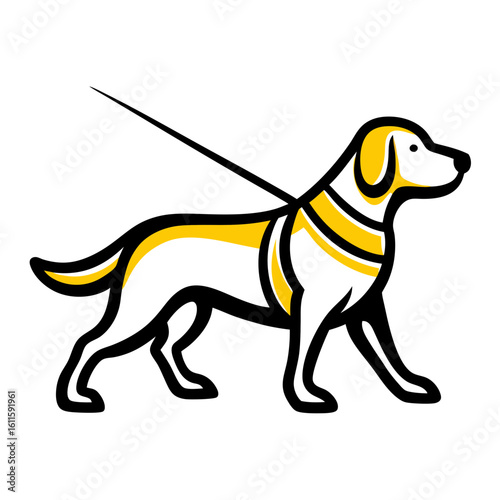 Guide dog walking on leash with harness for International White Cane Safety Day  