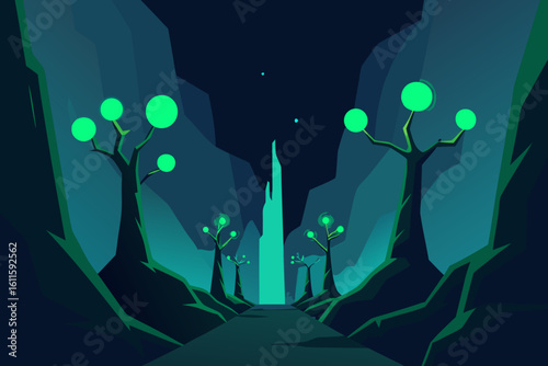 Abstract night background with silhouetted people dancing at a concert