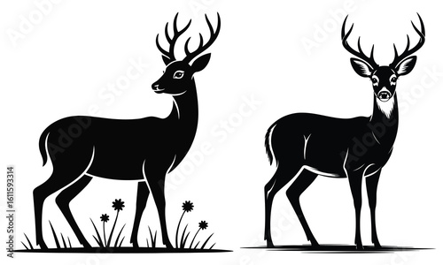 set of deer silhouettes