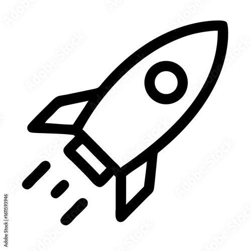 Vector Illustration of a rocket ship launching with exhaust trails on transparent background