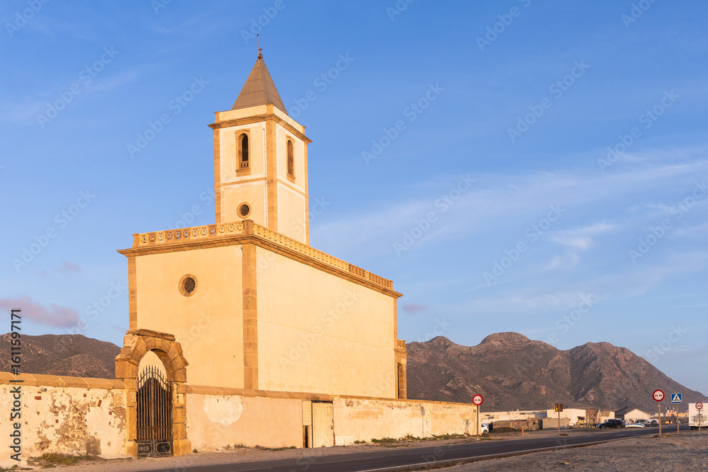 Obraz premium Church of Las Salinas in Cabo de Gata-Níjar Natural Park, Almería