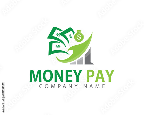 Financial logo creative growth money bank design concept business
