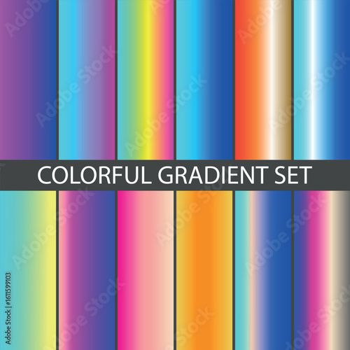 Colorful vibrant Gradient Set, Abstract background with rainbow lines.
