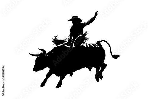 Dynamic bull rider silhouette capturing rodeo spirit