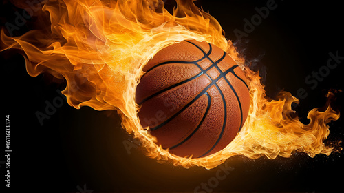 basketball on fire.