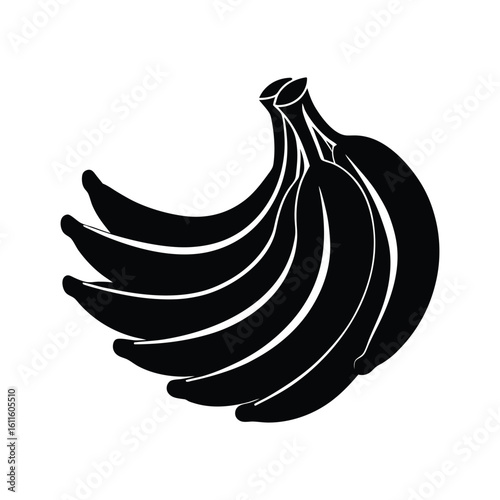 Bunch of black bananas silhouette on white background 